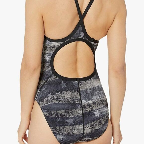 TYR American Dream Diamond Fit One Piece Swimsuit Size 26 Gray Star Print NEW - Picture 8 of 8